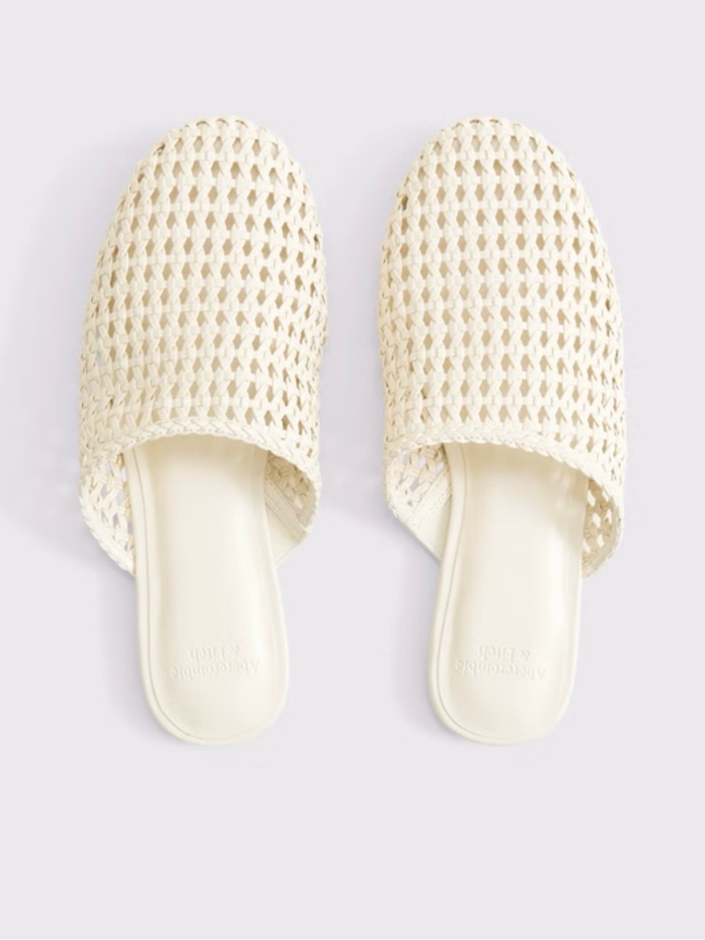 Abercrombie & Fitch Cream Woven Slip-On Mules